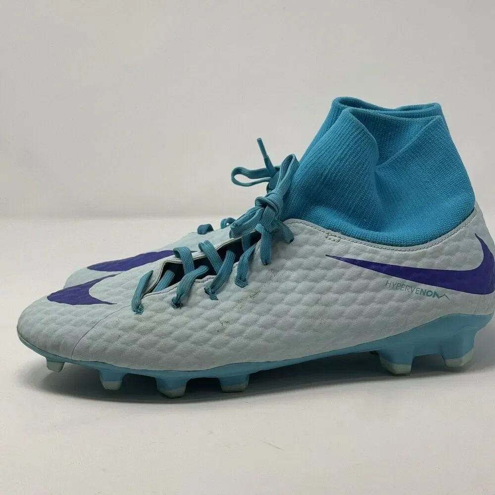 Nike Hypervenom Phantom 3 ACC FG Elite - Sz 10 AH7268-454 White/Blue Soccer